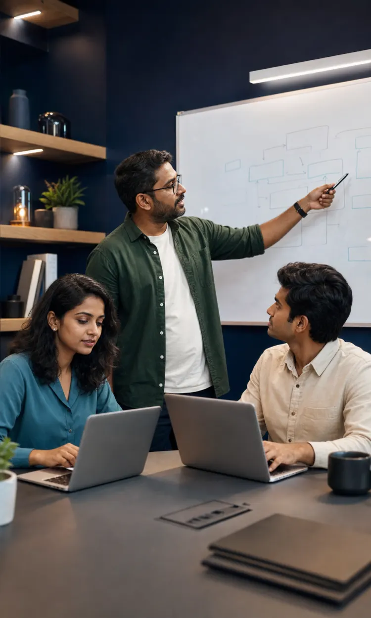 Technical team reviewing a software solution together